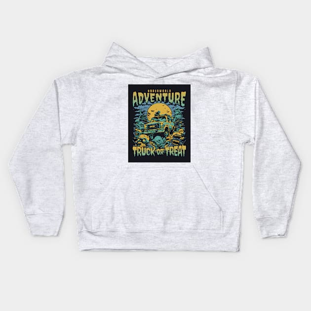 Underworld Adventure, hell's adventure, halloween adventure to the hell, hell's paradise, spooky adventure Kids Hoodie by BloomInOctober